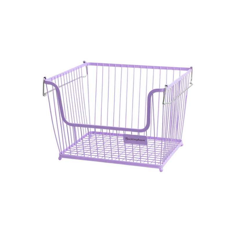 Buckingham Multi-Purpose Stackable Storage Organising Basket, 16cm H x 17cm W x 31.5cm D, Purple