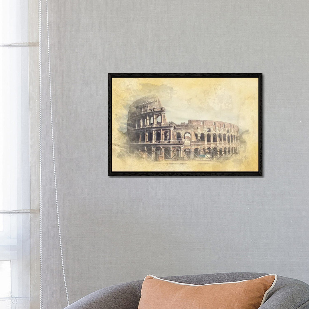 Kolosseum Aquarell von Manjik Pictures - Galerie-umwickelte Leinwand Giclée