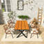 Ensemble de salle à manger d'extérieur rectangulaire 5 pièces avec chaises en rotin PE-1049874076