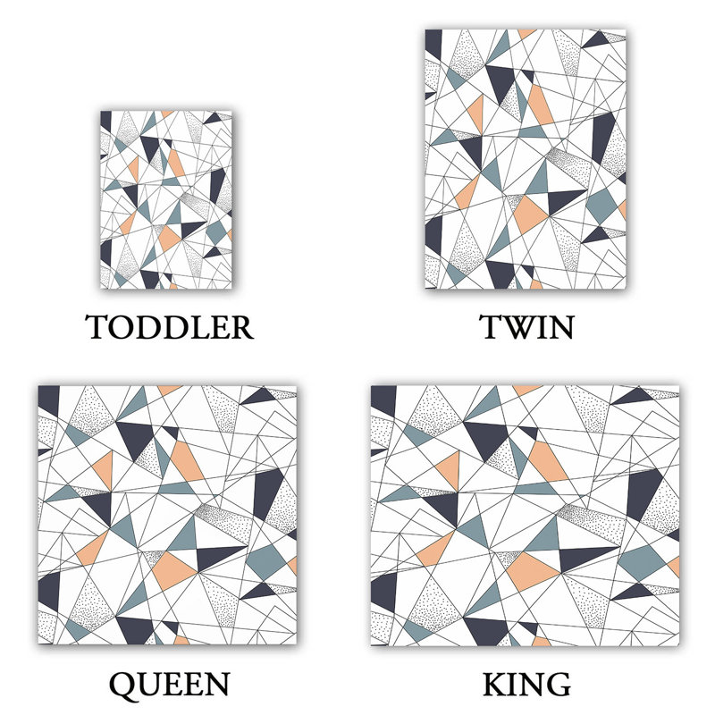 Polyester Geometric Shapes Duvet Cover, 1 Queen Duvet Cover + 2 Standard Shams