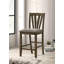 Ensemble de 2 chaises à hauteur de comptoir Kana, tissu gris, structure en bois brun