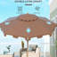 Parasol de patio de 9 pi avec housse à volants à double plateau - inclinaison à bouton-poussoir et manivelle pour contentement d'extérieur brun par manivelle, jardin, terrasse, piscine