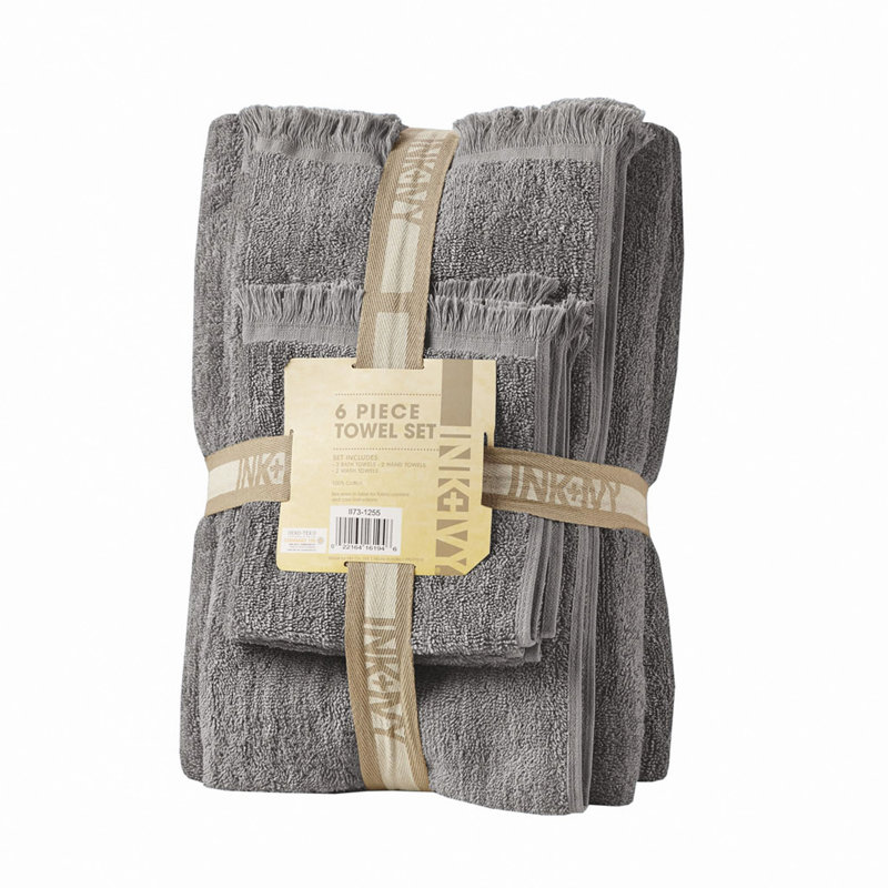Ensemble de serviettes 6 pièces en coton, Gris anthracite