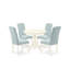 L'ensemble de 5 pièces pour coin-repas pour 4 personnes comprend une table de cuisine ronde avec piédestal et 4 chaises Parson rembourrées en tissu bleu bébé, lin blanc-122934096-122934094-122934093