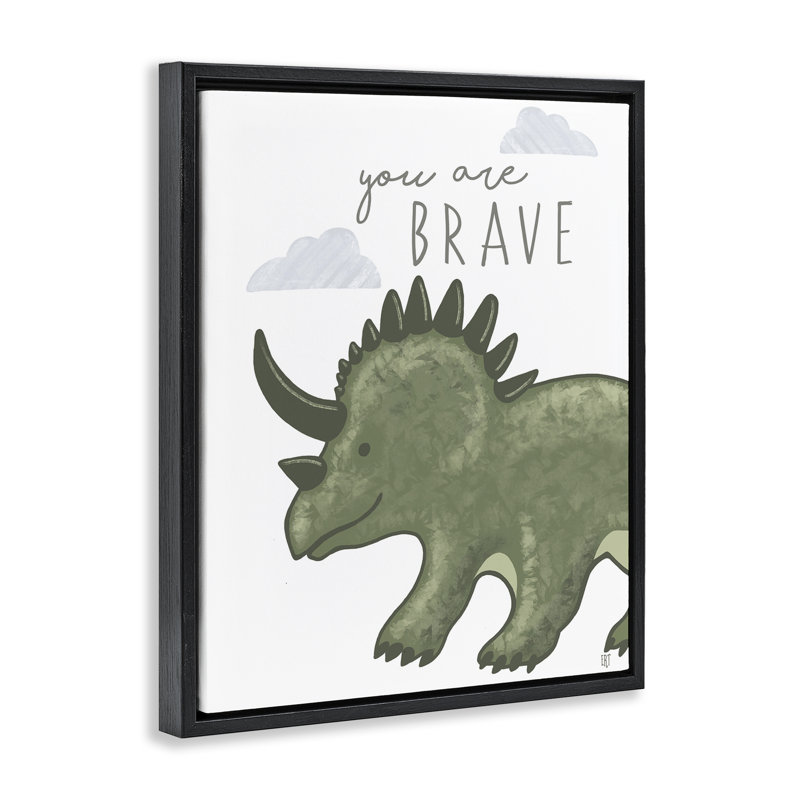 Cadre flottant You Are Brave Dinosaur, design par Elizabeth Tyndall, Cadre flottant noir de jais, H 31 po x l 25 po
