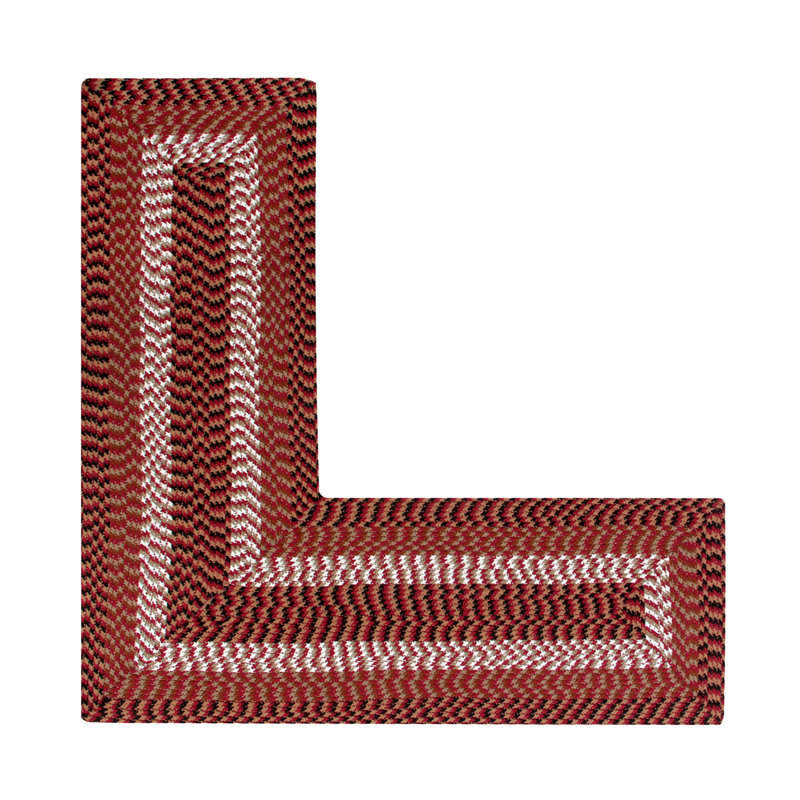 Tapis bourgogne tressé Vienne, 24 po x 48 po x 48 po en forme de L