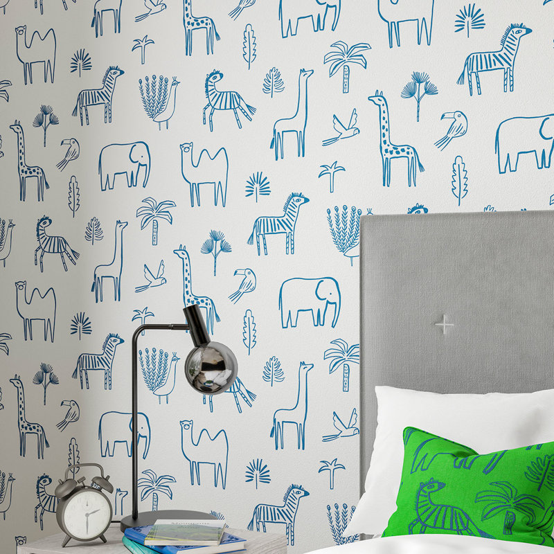 Funky Jungle Wallpaper, Navy