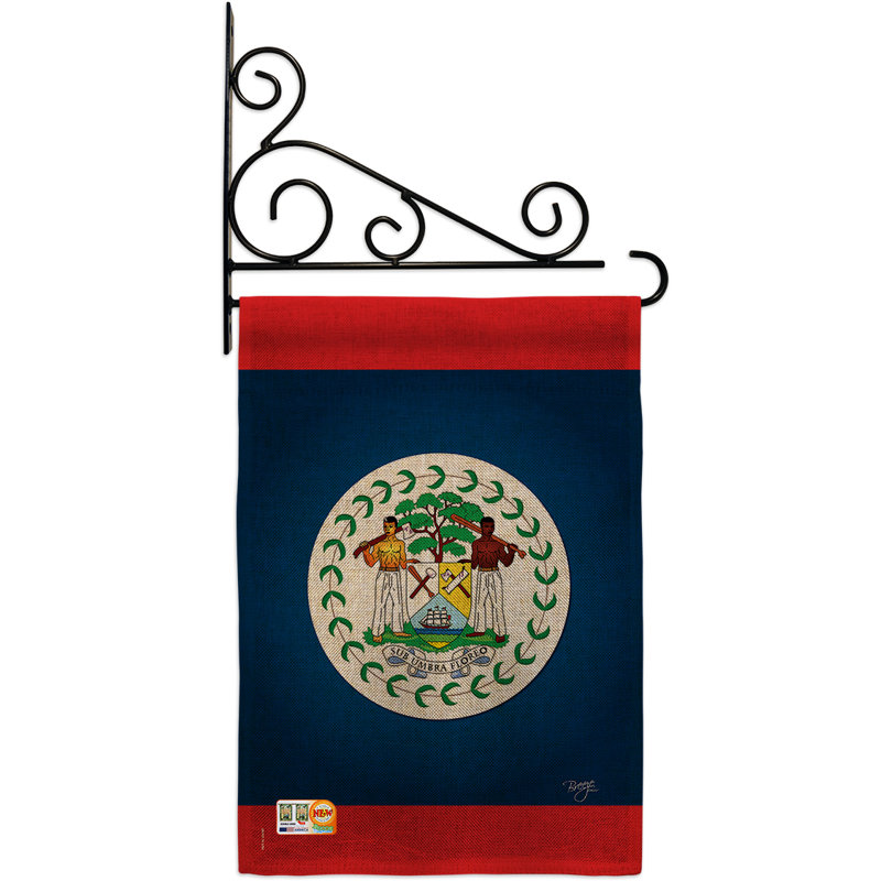 En toile jute 2 côtés 19 x 13 po belize drapeau de jardin