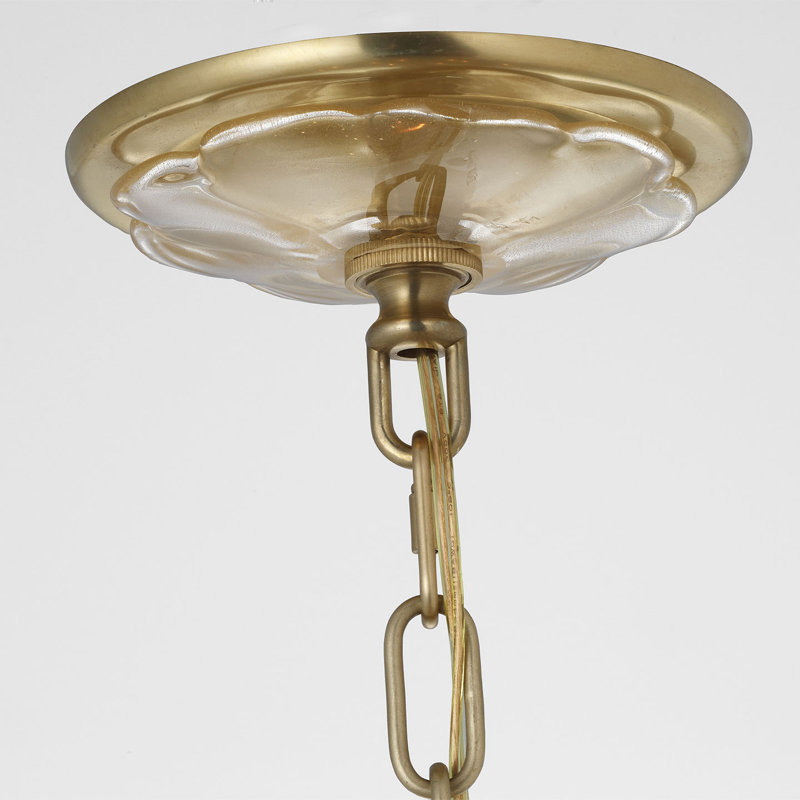 Julie Neill Caselli 36" Basket Chandelier with Clear Glass, Gold, Hand-Rubbed Antique Brass