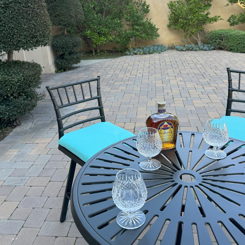 Aluminum 5-Piece Patio Bar Set with Cushion, Blue