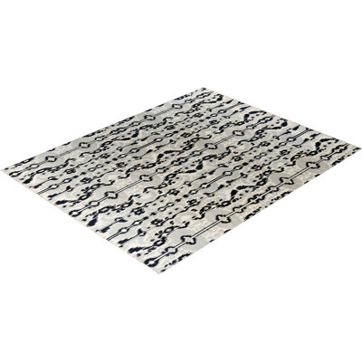 Tapis unique noué à la main noir 8 pi 1 po x 10 pi 2 po Makenley