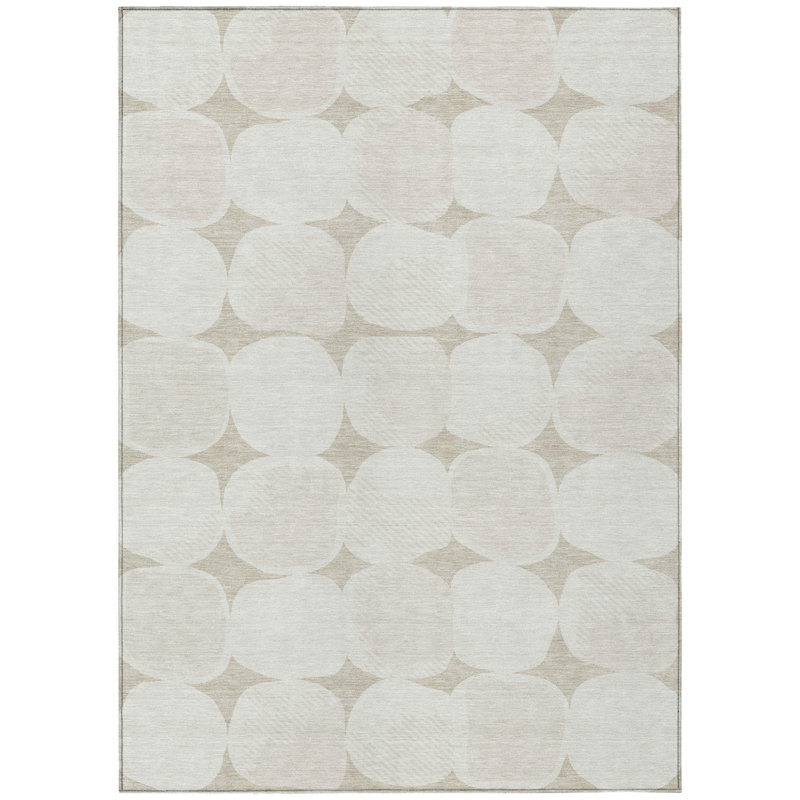 Tapis extérieur lavable abstrait beige et brun 5 pi x 8 pi