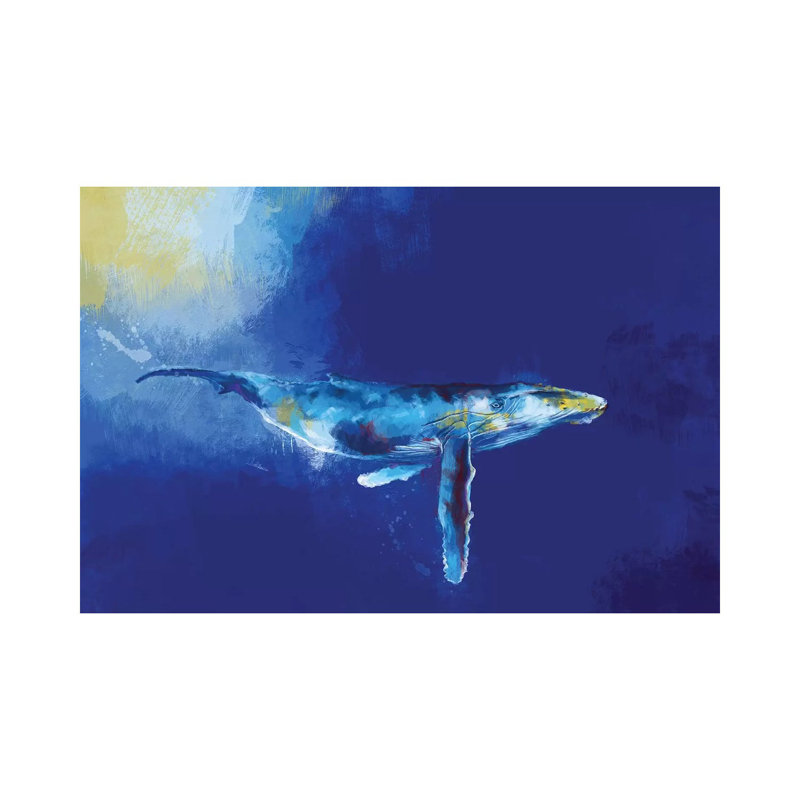 Deep Blue Whale - reproduction d'art, Toile tendue, Aucun mat, H 8 po x l 12 po x P 0,75 po