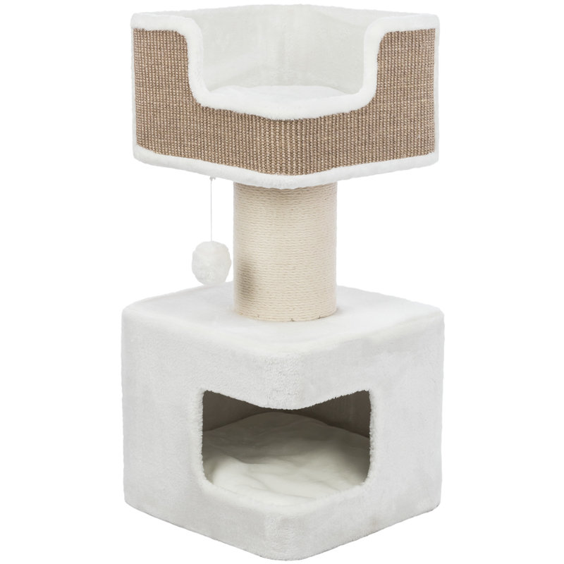 Arbre à chat Trixie Ava XXL 33,9 po, poteau à griffer épais, condo pour chat, plateforme confortable avec coussin, jouet pour chat suspendu, brun