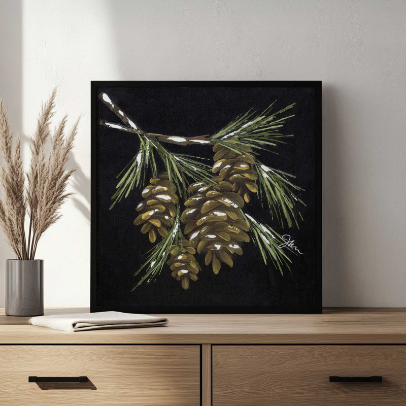 «Pine Sprig» par Julie Norkus, reproduction d'art, L 20 po x H 20 po, Érable, Impression encadrée