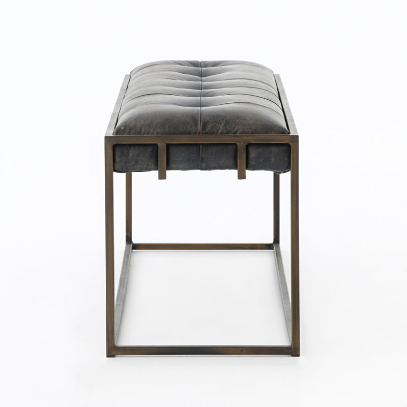 Oxford Leather Bench, Rialto Ebony Top Grain Leather