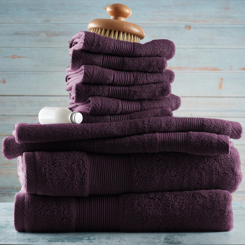 10 pièces 100% coton ultra doux et absorbant Danni-Lee , Mauve aubergine, 10 Pack Bath Towel Set