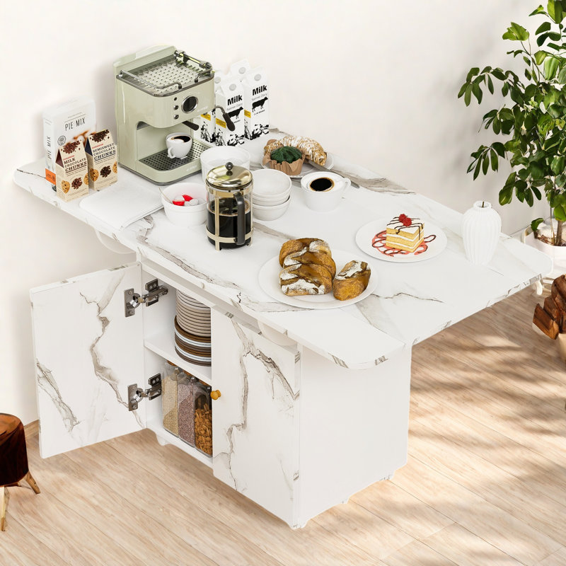 Wood Folding Dining Table With Storage Rack