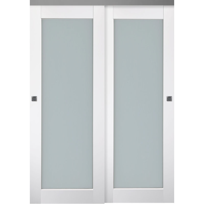 Porte de placard à panneaux et verre coulissant, 80 po x 36 po