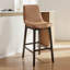 Tabouret de bar en similicuir avec pieds en bois massif-119721194-133075109