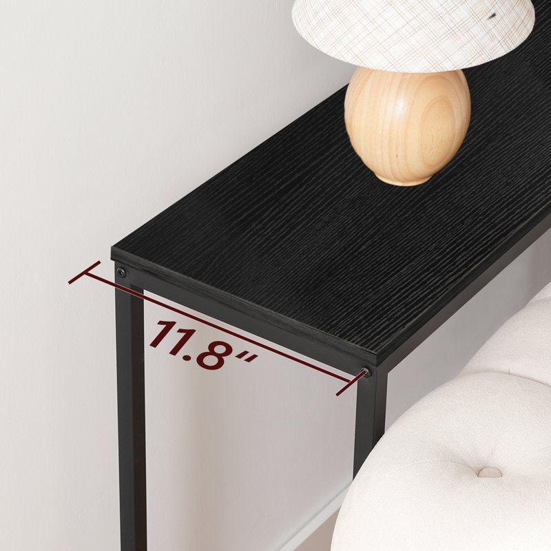 78.7" Narrow Console Table with Power Outlet Behind Couch for Entryway, Matte Black