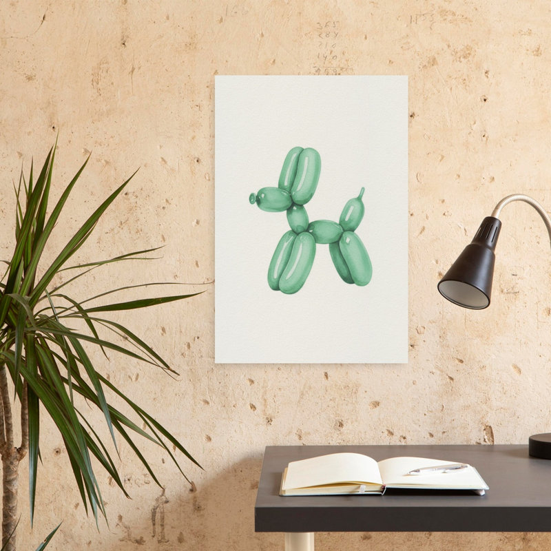 Playful Green Balloon Dog by Andreas Magnusson - Wrapped Canvas Print, 60.96 cm H x 40.64 cm W