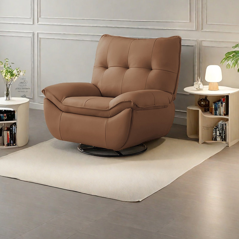 Light luxury style faux leather lounge chair, Brown
