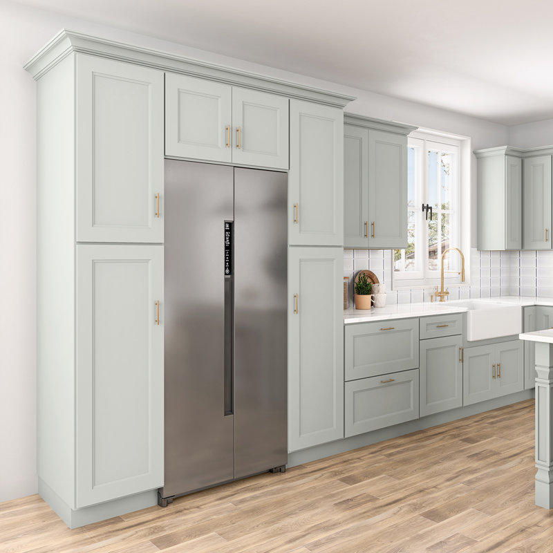 Armoire de cuisine en bois massif prête à assembler, 36", 18", Double shaker Laguna Grey
