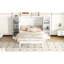 Grand lit blanc avec rangement, tablettes et tiroirs pratiques