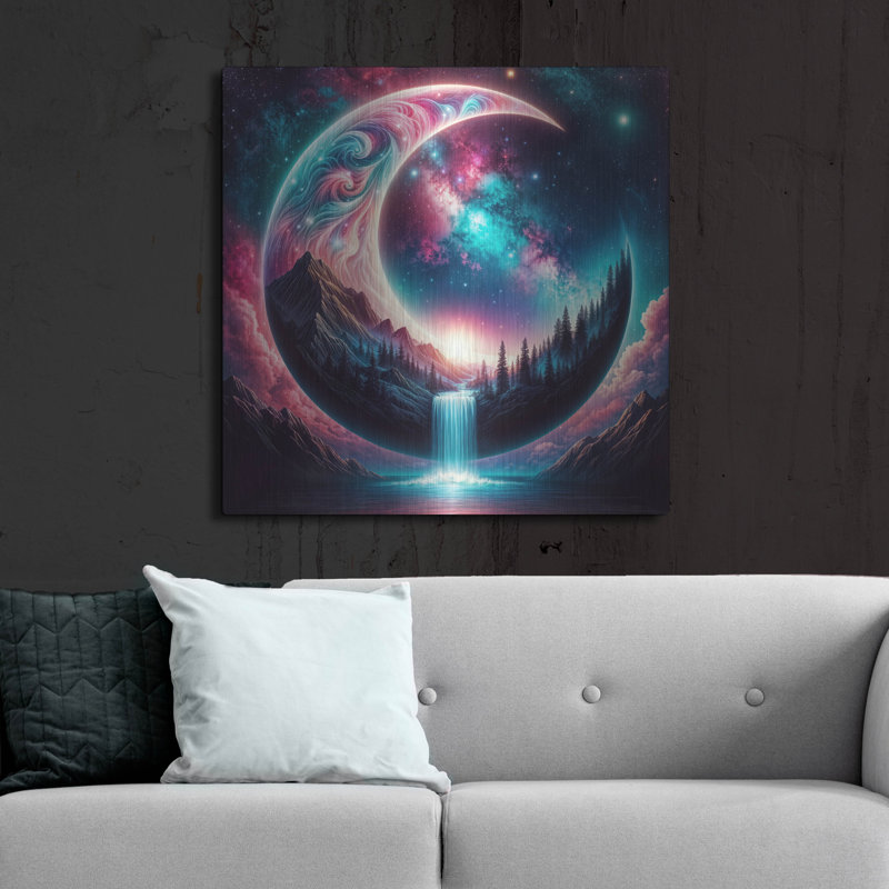  «Moon World 1» par Rey Klimt, art mural en métal, H 36 po x l 36 po