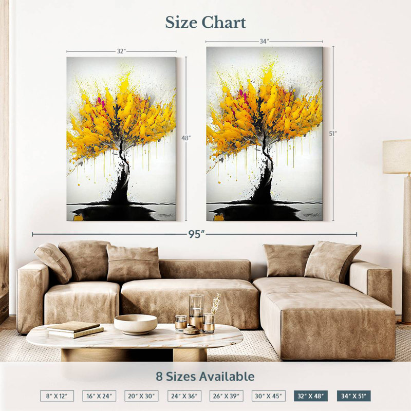 Arbre jaune Harnek, H 51 po x l 34 po
