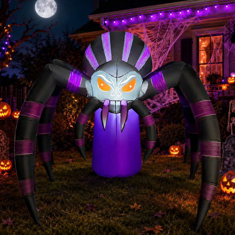  Araignée gonflable d'Halloween de 7 pi avec lumières DEL intégrées