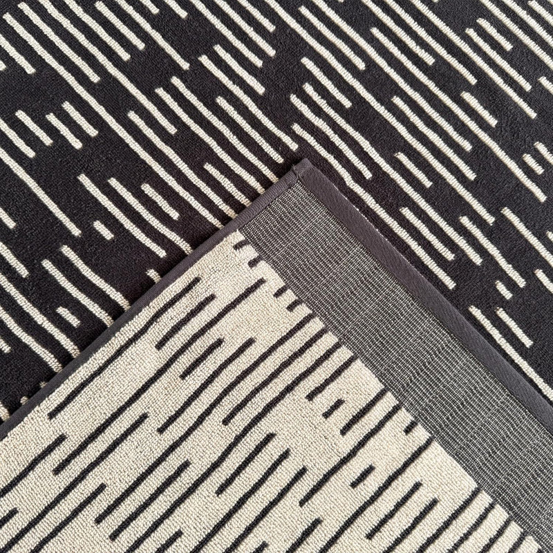 100% Cotton Striped Hand Towels - Set of 2, Grey