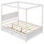 Lit à baldaquin avec deux grands tiroirs, finition blanche brossée, fabrication solide, pour lit double de mobilier de chambre à coucher, blanc, matériaux, 2 tiroirs soignés