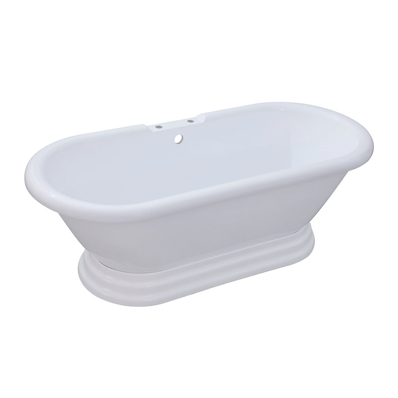 Kingston Brass Aqua Eden 67-Inch Acrylic Oval Double Ended Pedestal Tub (7-Inch Faucet Drillings)