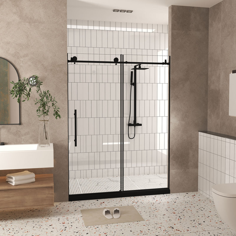 Porte de douche sans cadre 44-48 pouces noir mat, Noir mat