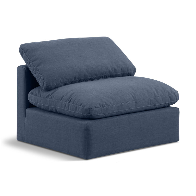 Fauteuil modulaire rembourré Musheerah Indulge, Tissu texturé en lin bleu marine