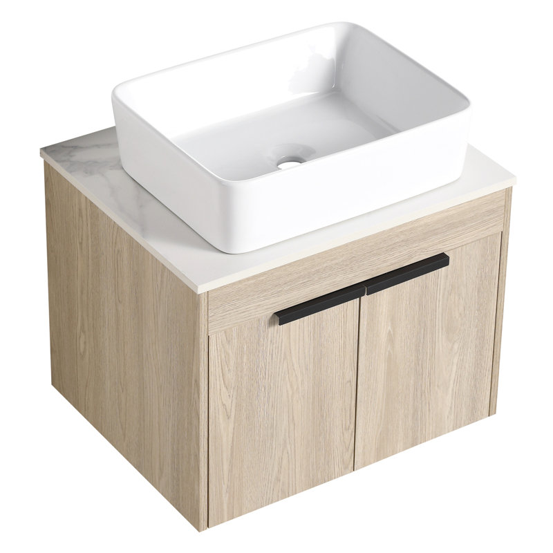 Meuble-lavabo moderne avec lavabo en céramique durable et grand espace de rangement