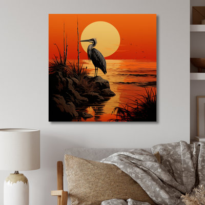 Sunset Shoreline Pelican Harmony III - Pelicanmetal Wall Art