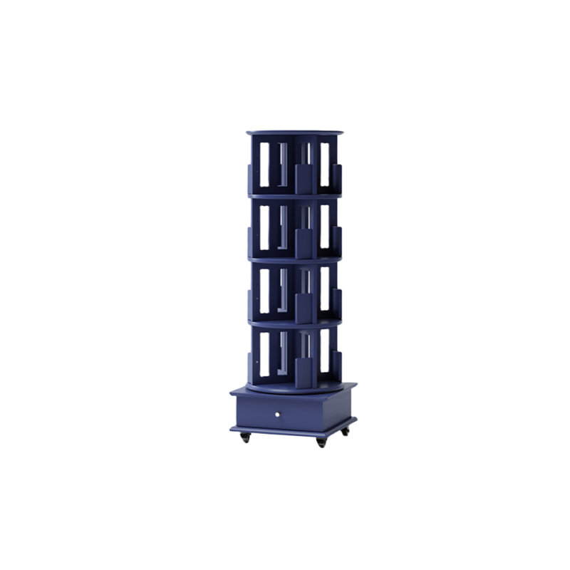 Bibliothèque rotative de style moderne, (4 tablettes) H 59,25 po x l 19,29 po x P 19,29 po, Bleu