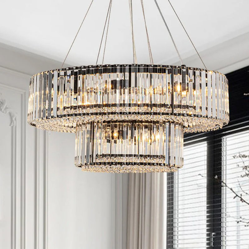 Craggie 12 - Light Crystal Tiered Chandelier, Black