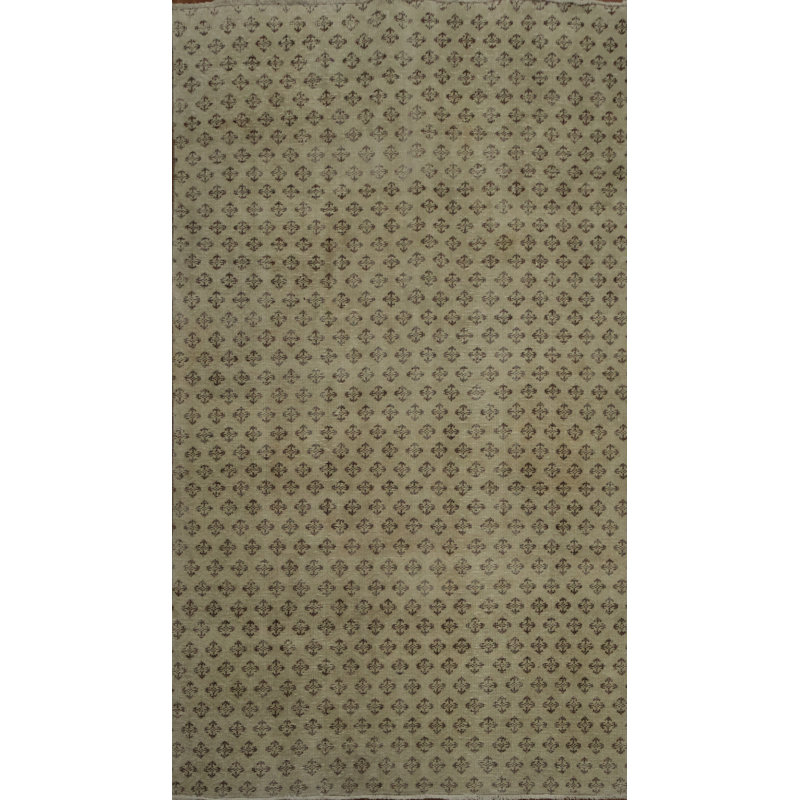 Elegant Geometric Pattern Turkish Distressed Rug 6x9