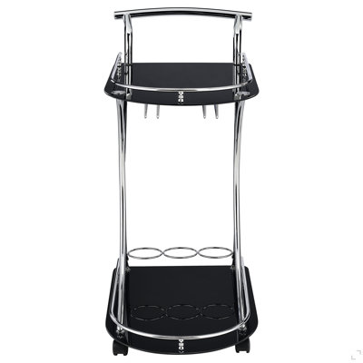 2-Tier Glass Shelf Metal Bar Cart