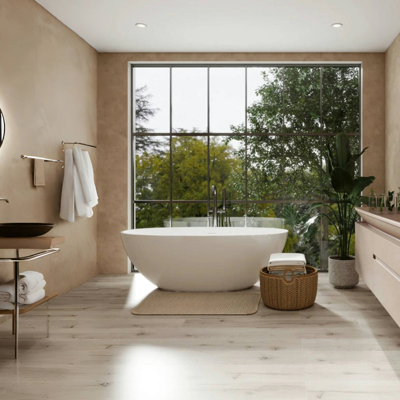 65" Freestanding Stone Resin Bathtub, Glossy White, Spa - Like Experience, Easy Maintenance And Hygiene Solid Surface Soaking Large Capacity Soaking, Comfortable Back Resting Design