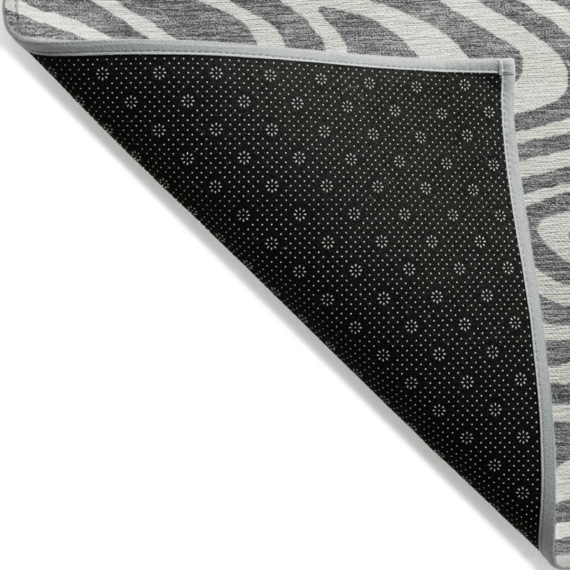 3' X 5' Gray And Ivory Abstract Washable Indoor Outdoor Area Rug