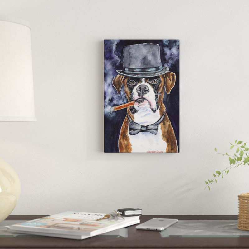 «Brutal Boxer», reproduction sur toile, H 26 po x l 18 po x P 1,5 po, Toile avec cadre noir, Pas de tapis
