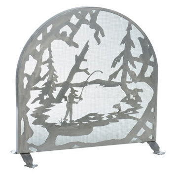 Fly Fishing Creek Single Panel Fireplace Screen