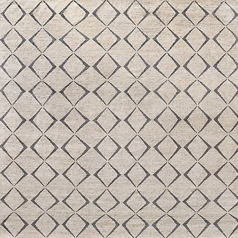 Tapis beige à motif géométrique Bayne, Carré 7 pi