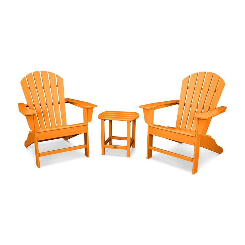 POLYWOOD South Beach Adirondack 3-Piece Set, Tangerine