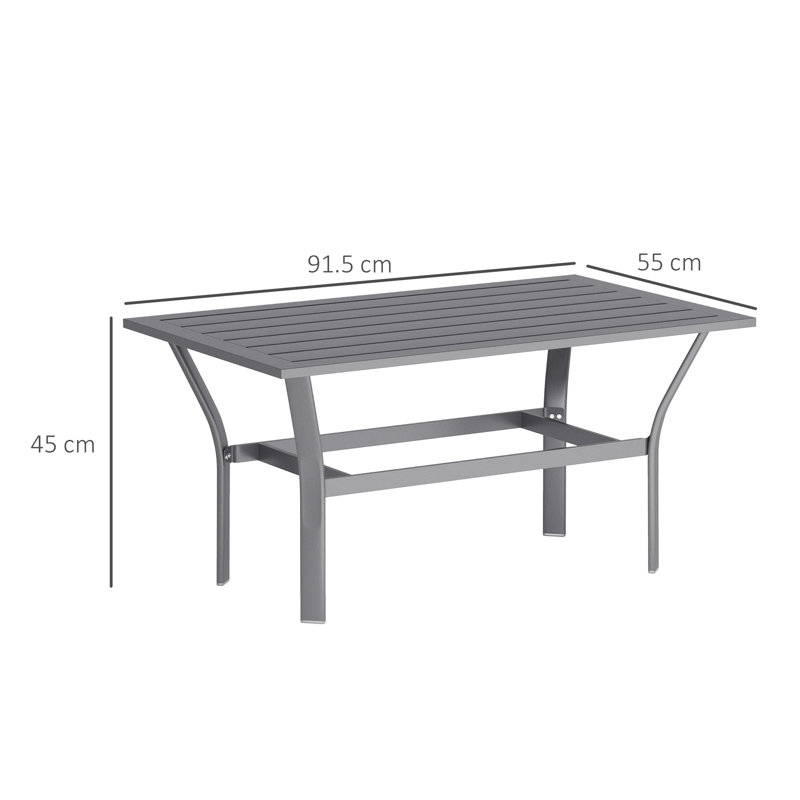 Outsunny Metal Garden Coffee Table Rectangular 91.5 x 55 x 45cm Dark Grey